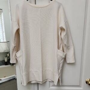Eileen Fisher Cream Ribbed Knit Tunic